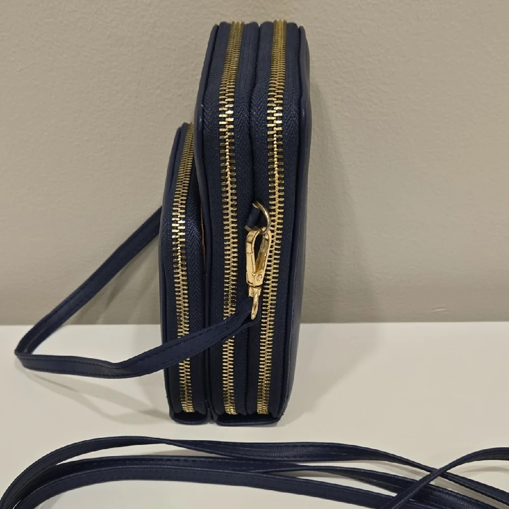 Navy Crossbody Bag with Gold Accents - Picture 5 of 12
